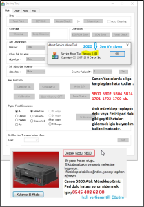 Canon Servis Tool 5306 Dijital TEK Kullanım